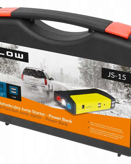BLOW JS-15 automobilio užvedimo įrenginys su powerbank, žibintuvėliu ir avarinės saugos plaktuku, 12800mAh
