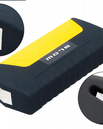 BLOW JS-15 automobilio užvedimo įrenginys su powerbank, žibintuvėliu ir avarinės saugos plaktuku, 12800mAh