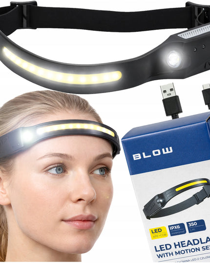 BLOW LED XPE COB priekinis žibintas su judesio jutikliu 350 lm vandeniui atsparus