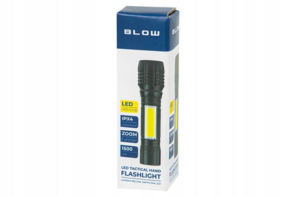 BLOW LED XPE+COB taktiškas akumuliatorinis žibintuvėlis, aliuminis, atsparus vandeniui