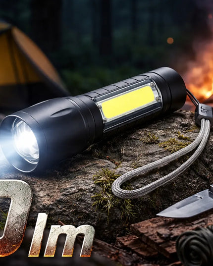BLOW LED XPE+COB taktiškas akumuliatorinis žibintuvėlis, aliuminis, atsparus vandeniui