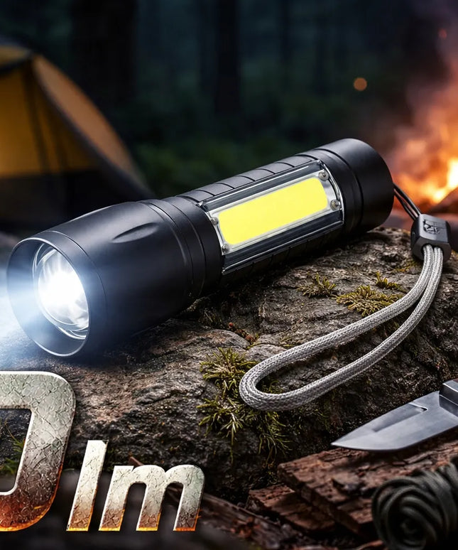 BLOW LED XPE+COB taktiškas akumuliatorinis žibintuvėlis, aliuminis, atsparus vandeniui