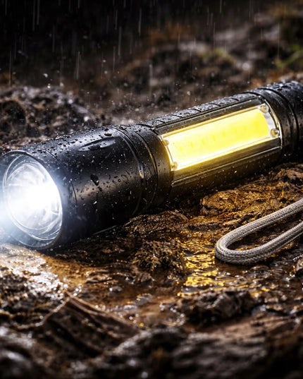 BLOW LED XPE+COB taktiškas akumuliatorinis žibintuvėlis, aliuminis, atsparus vandeniui