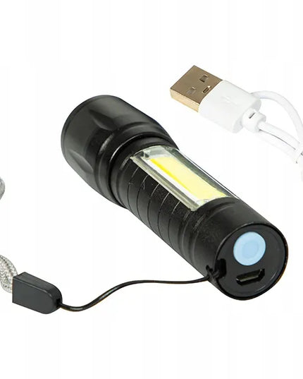 BLOW LED XPE+COB taktiškas akumuliatorinis žibintuvėlis, aliuminis, atsparus vandeniui