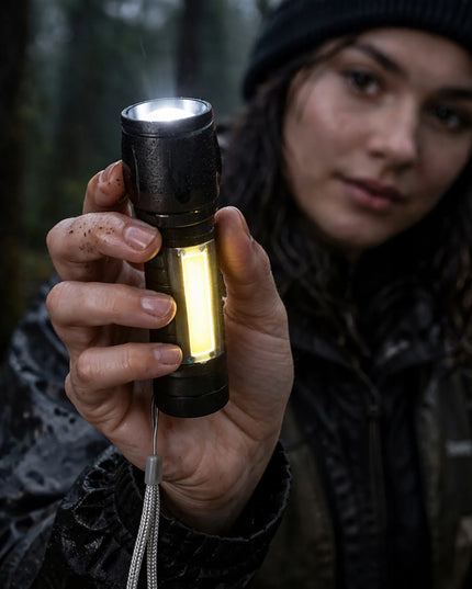 BLOW LED XPE+COB taktiškas akumuliatorinis žibintuvėlis, aliuminis, atsparus vandeniui