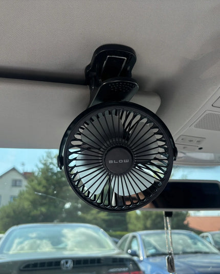 BLOW stalinis mini ventiliatorius su spaustuku, USB, tylus, nešiojamas su akumuliatoriumi, 3 režimai, juodas