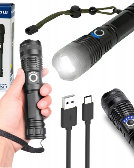 BLOW taktinis LED rankinis žibintuvėlis 2700 lm vandeniui atsparus IP44 aliuminis su priartinimo funkcija