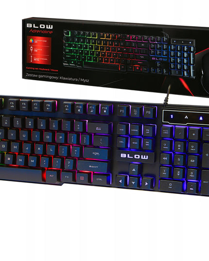 BLOW žaidimų klaviatūros ir pelės rinkinys, LED RGB apšvietimas