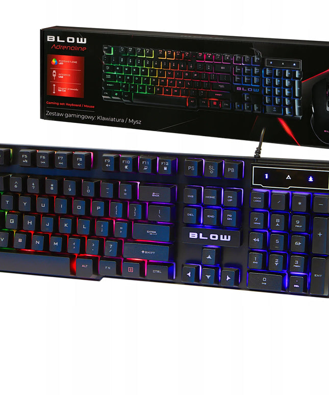 BLOW žaidimų klaviatūros ir pelės rinkinys, LED RGB apšvietimas
