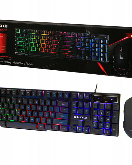 BLOW žaidimų klaviatūros ir pelės rinkinys, LED RGB apšvietimas