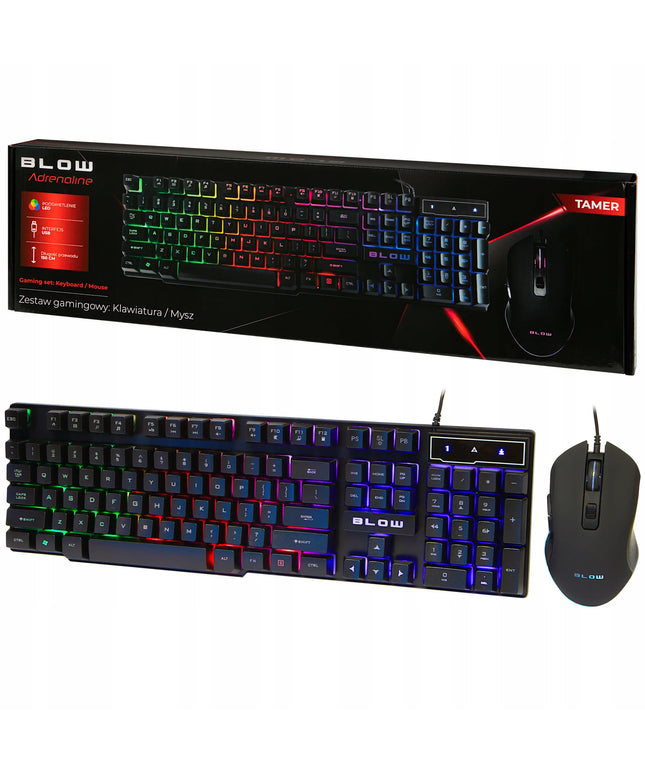 BLOW žaidimų klaviatūros ir pelės rinkinys, LED RGB apšvietimas