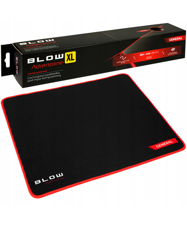 BLOW žaidimų pelės kilimėlis 350x440 XL biuro juodas elastingas kilimėlis