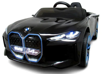 BMW i4 juodas akumuliatorinis automobilis, EVA ratai, odinė sėdynė, distancinis valdymas