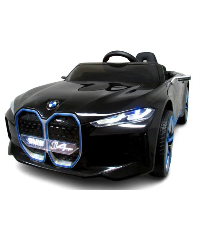 BMW i4 juodas akumuliatorinis automobilis, EVA ratai, odinė sėdynė, distancinis valdymas