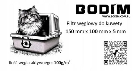 BODIM anglies filtras katės tualetui 15 cm x 10 cm x 0,5 cm