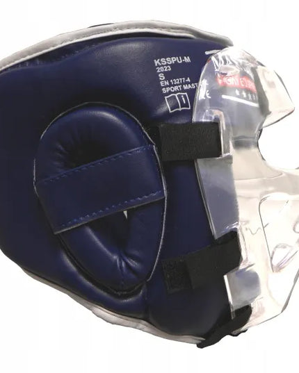 Bokso šalmas su kauke MASTERS FIGHT EQUIPMENT KSSPU-M, dydis S - mėlynas