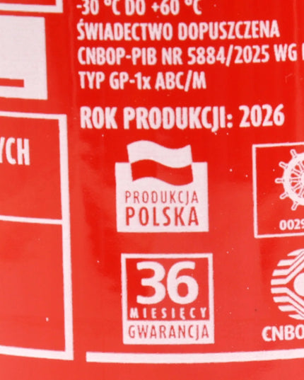 Ogniochron GP1xABC 1 kg miltelinis automobilinis gesintuvas su manometru ir laikikliu
