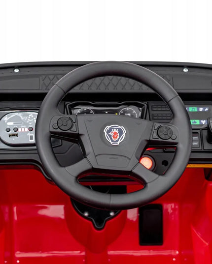 Elektromobilis Scania R-SERIE 4x4 raudonas – Sunkvežimis vaikams su akumuliatoriumi