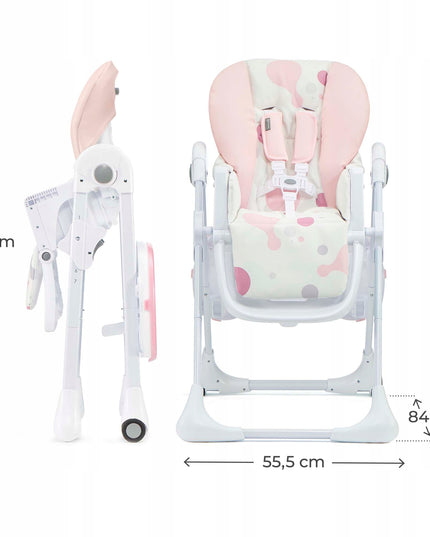 Kinderkraft Sulankstoma maitinimo kėdutė vaikams su ratukais YUMMY Rožinė
