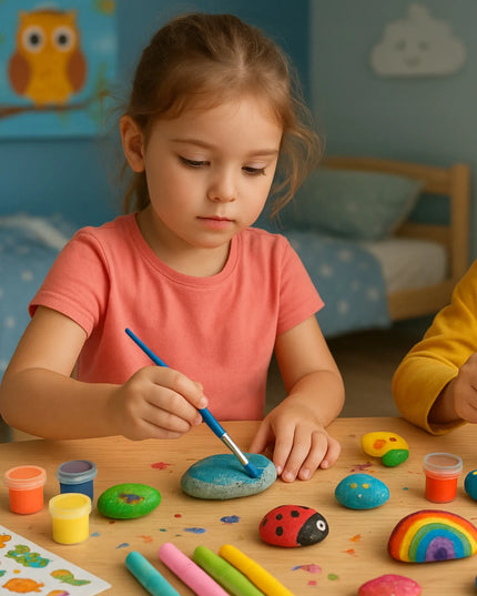 „Regmag“ didelis akmenų tapymo rinkinys „DIY“ su tamsoje šviečiančiais dažais ir teptukais