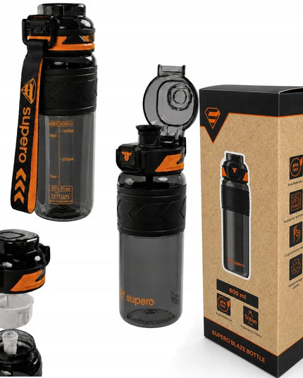 SUPERO TKK1019 Tritano vandens butelis su šiaudeliu, 600 ml, be BPA