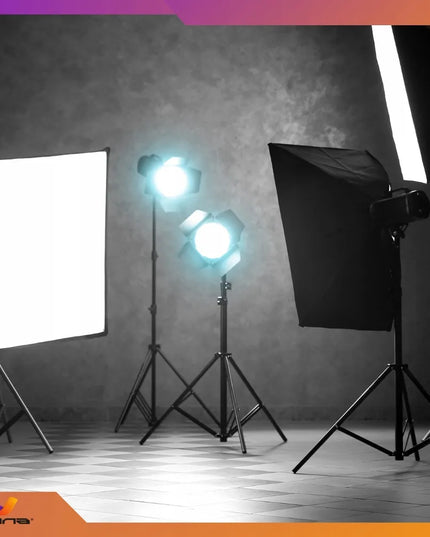 Fotografinis apšvietimo stovas žiedinei LED lempai ir softbokso šviestuvams