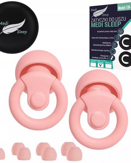 Ausų kištukai miegui Medi Sleep dydis XS / S / M / L rožiniai