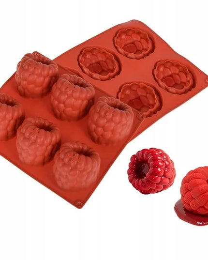 Cake Land silikoninė forma desertams 3D avietės formos, 6 skyreliai