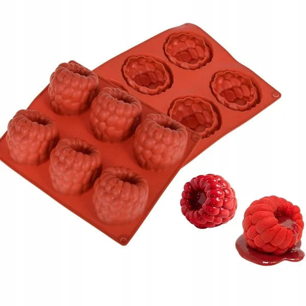 Cake Land silikoninė forma desertams 3D avietės formos, 6 skyreliai