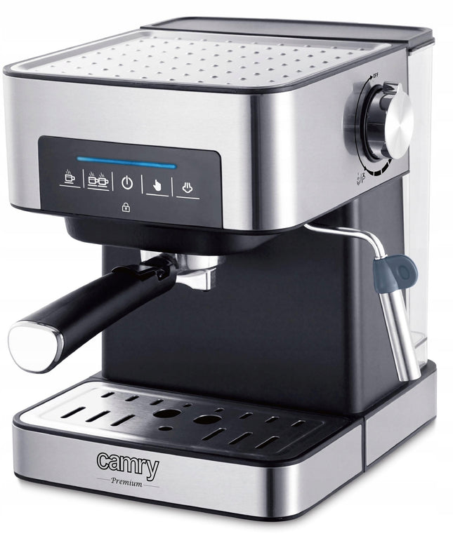 Camry CR 4410 slėginis kavos aparatas 15 bar – espreso ir kapučino paruošimas, 1600 ml talpa, metalinis korpusas