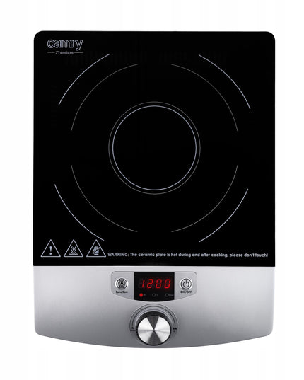 Camry vieno kaitvietės indukcinė viryklė 2000W – LCD ekranas, laikmatis 180 min., greito kepimo funkcija, stiklinis paviršius