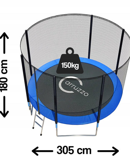Carruzzo sodo trampolinas 10FT 315 cm su apsauginiu tinklu ir kopetėlėmis T10