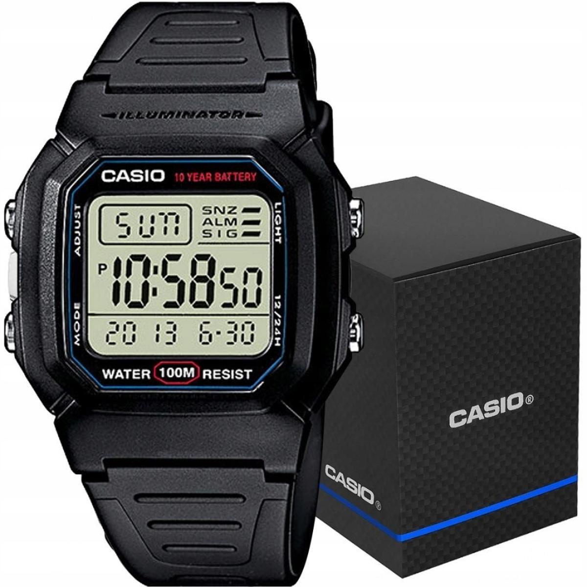 Casio W-800H-1AVES vyriškas laikrodis – skaitmeninis kvarcinis laikrodis su LED apšvietimu, chronometru, žadintuvu ir 10 BAR atsparumu vandeniui