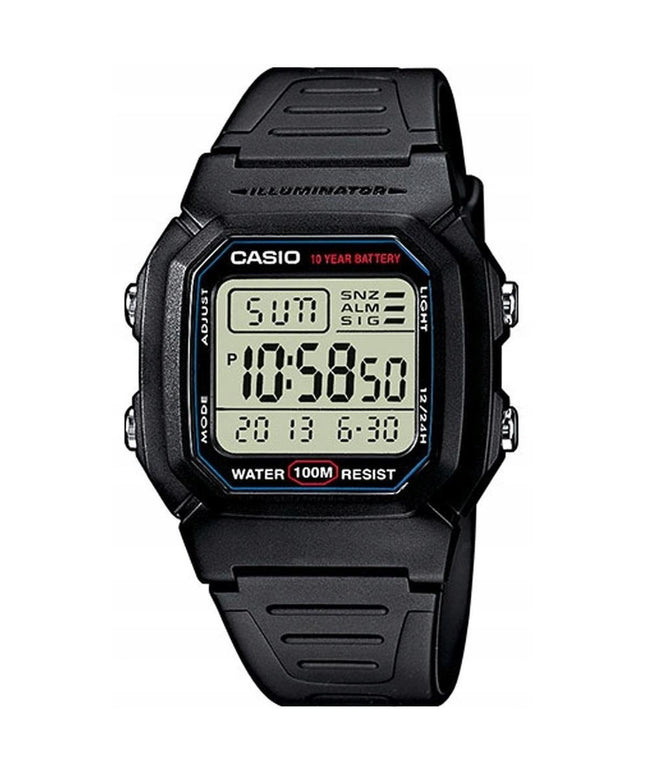 Casio W-800H-1AVES vyriškas laikrodis – skaitmeninis kvarcinis laikrodis su LED apšvietimu, chronometru, žadintuvu ir 10 BAR atsparumu vandeniui