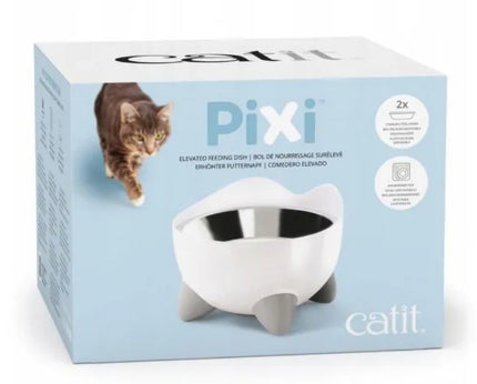 Catit PIXI aukštas dubenėlis katei su stovu, baltas, 0,2 l + papildomas metalinis dubenėlis