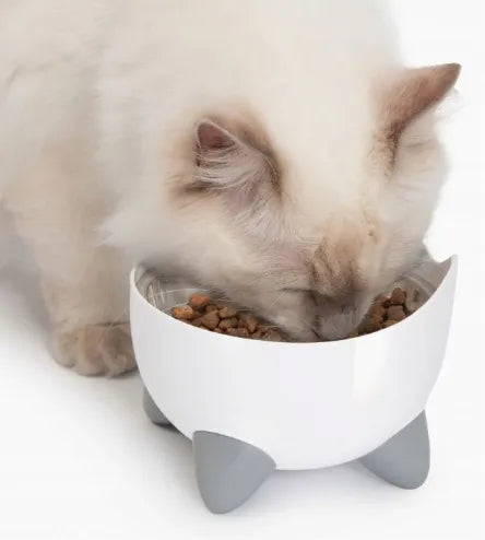 Catit PIXI aukštas dubenėlis katei su stovu, baltas, 0,2 l + papildomas metalinis dubenėlis