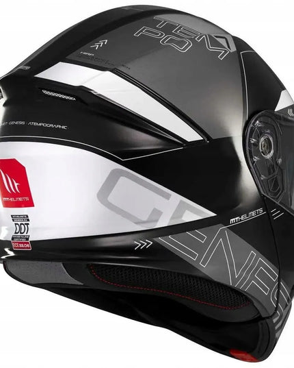 MT HELMETS GENESIS SV ATEMPO B2 BLACK GREY atverčiamas motociklininko šalmas