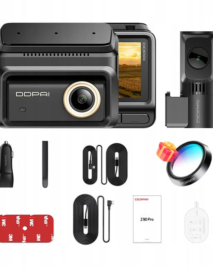 DDPAI Z90 Pro vaizdo registratorius, automobilinė kamera 4K HDR GPS priekinė + galinė