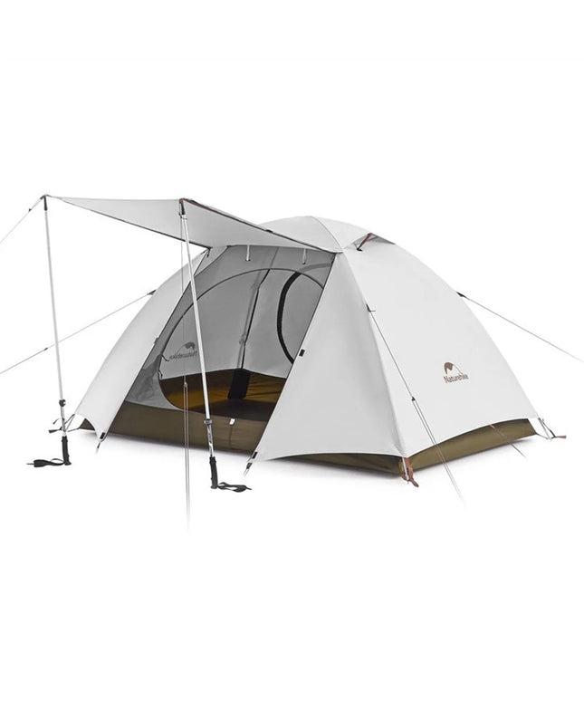 Cloud River 2 balta dvivietė palapinė – lengva, atspari UV spinduliams ir lietui, skirta žygiams ir stovyklavimui