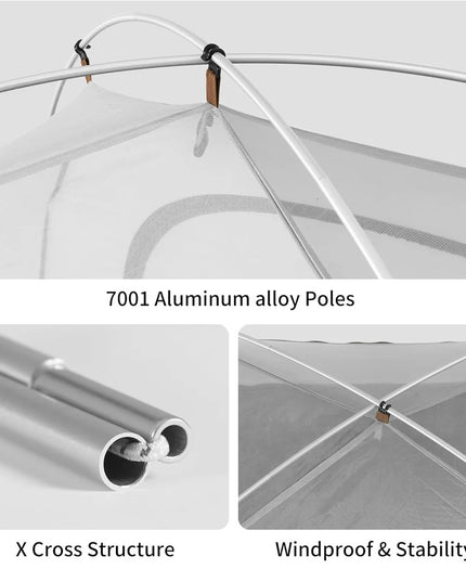 Cloud River 2 balta dvivietė palapinė – lengva, atspari UV spinduliams ir lietui, skirta žygiams ir stovyklavimui