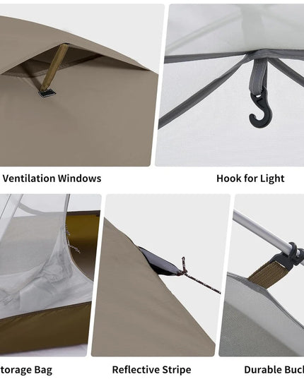 Cloud River 2 balta dvivietė palapinė – lengva, atspari UV spinduliams ir lietui, skirta žygiams ir stovyklavimui