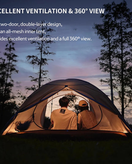 Cloud River 2 lengva dvivietė stovyklavimo palapinė su UV apsauga ir ventiliacija - Ruda