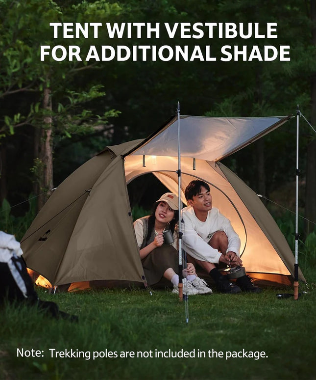 Cloud River 2 lengva dvivietė stovyklavimo palapinė su UV apsauga ir ventiliacija - Ruda