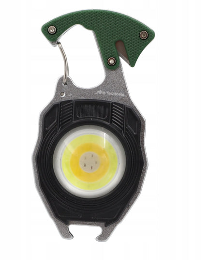 COB LED avarinis žibintuvėlis su karabinu 8-viename MINI MULTITOOL EDC išgyvenimo įrankis
