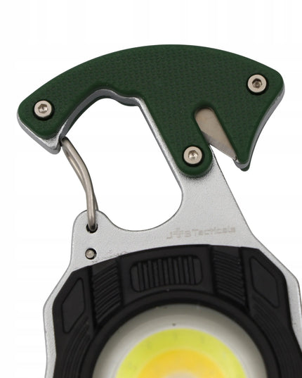 COB LED avarinis žibintuvėlis su karabinu 8-viename MINI MULTITOOL EDC išgyvenimo įrankis
