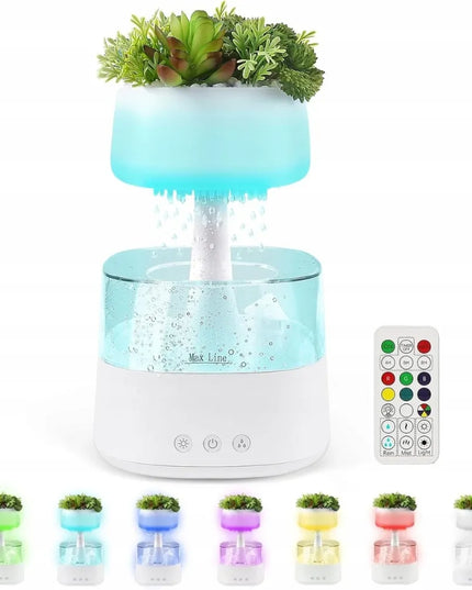 CONBLOM lietaus efekto oro drėkintuvas su LED funkcija, 450 ml, baltas, su nuotolinio valdymo pultu ir laikmačiu