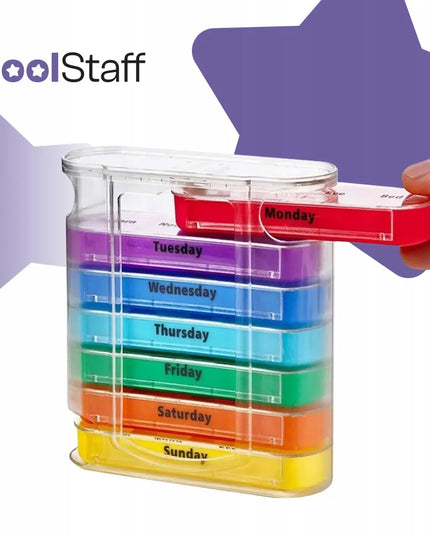 CoolStaff savaitinė tablečių ir vaistų dėžutė-organizeris, 7 dienos, 4 skyriai per dieną