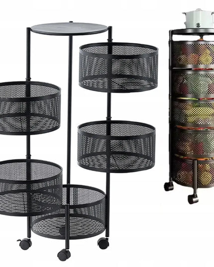 CoolStaff virtuvinis vonios stelažas su ratukais, 5 krepšiai, sulankstomas, 85 cm