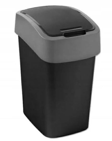 Curver atverčiama šiukšliadėžė Flip Bin 10l, juoda su pilku dangčiu 229418