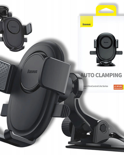 Automobilinis telefono laikiklis BASEUS spaustuvinis laikiklis ant prietaisų skydelio 360°